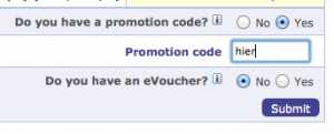 Vul hier je promotie code of eVoucher in