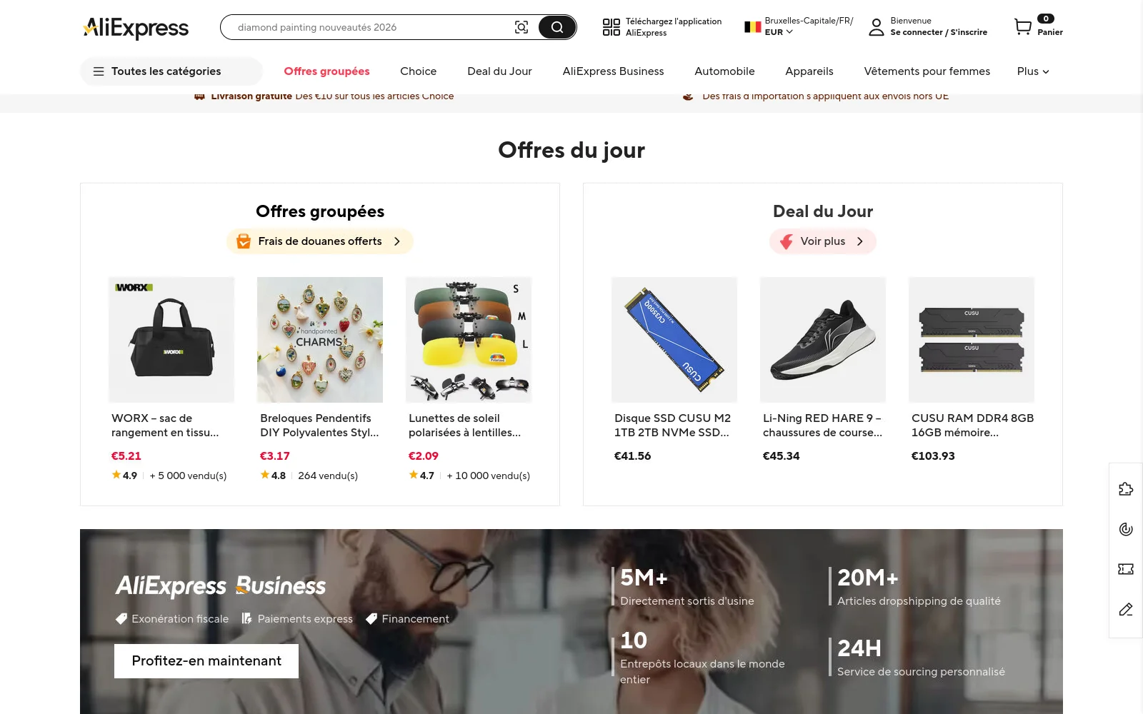 Offres du jour sur AliExpress Belgique