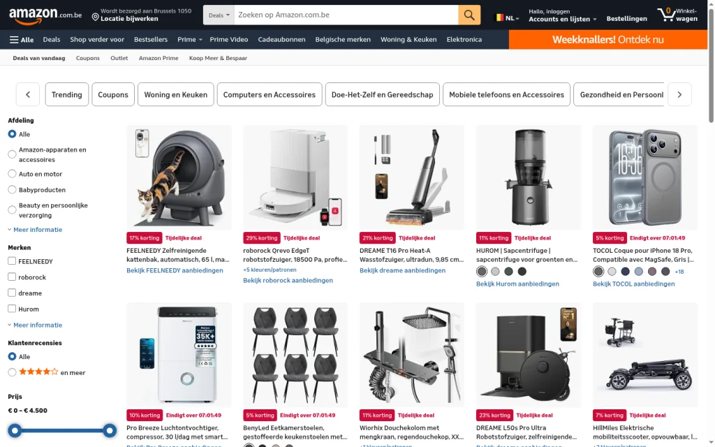 Amazon België Aanbiedingen en deals-pagina