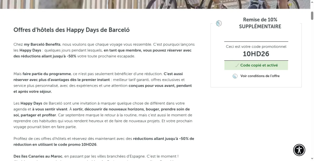 Barceló: veld om een kortingscode in te geven
