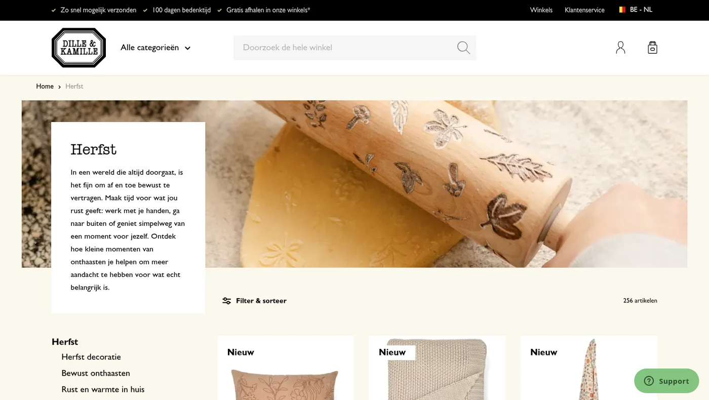 Herfstcollectie en wooninspiratie op de Belgische webshop van Dille en Kamille
