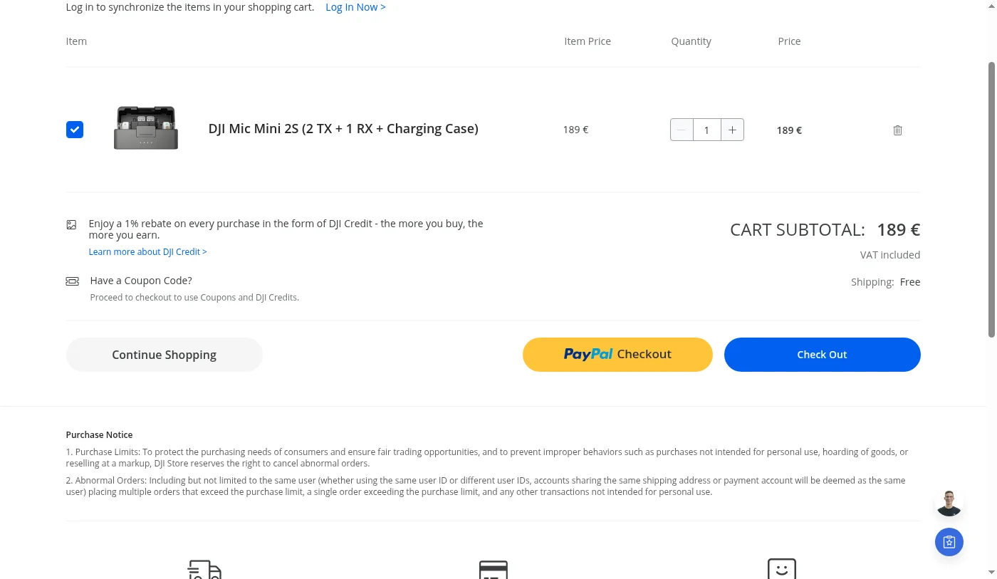 DJI winkelwagen — Have a Coupon Code? bij checkout