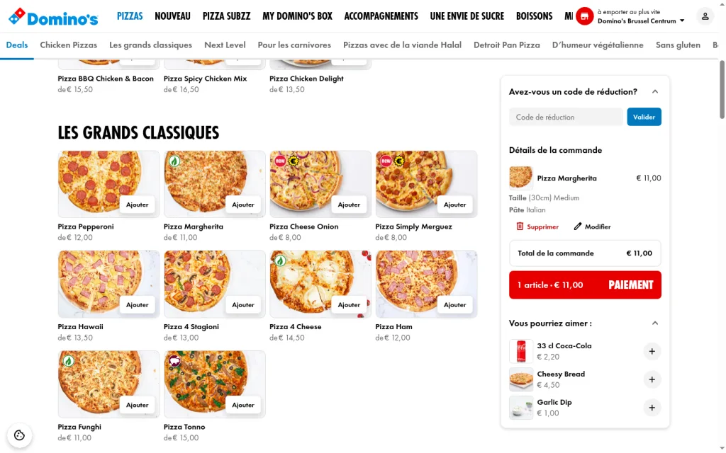 Panier Domino’s : Avez-vous un code de réduction ? Code de réduction, Valider