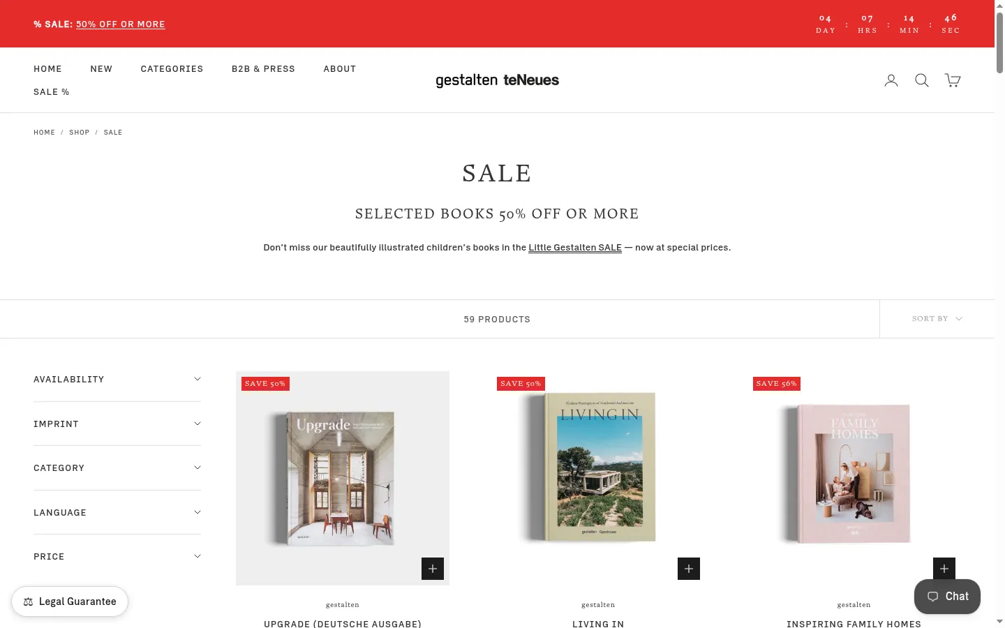 Page Sale de gestalten : sélection de livres à -50 % ou plus