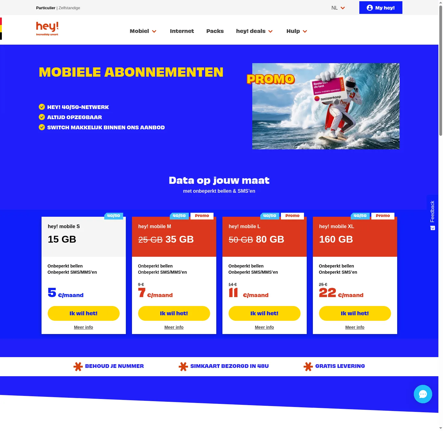 Mobiele abonnementen en actuele aanbiedingen op heytelecom.be