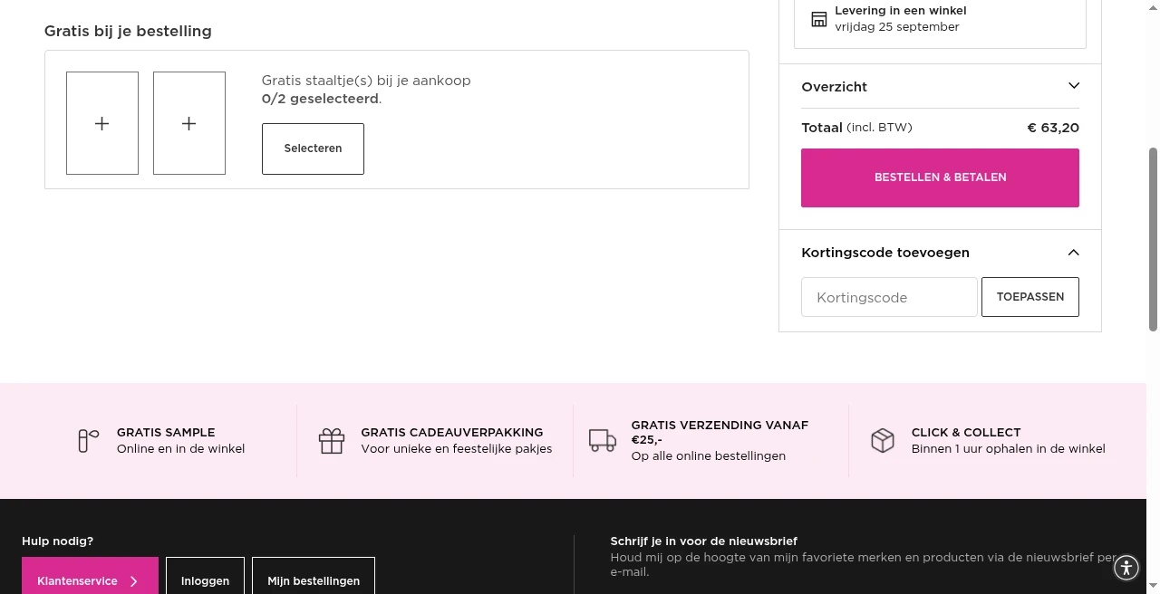 ICI Paris XL checkout met kortingscode-veld