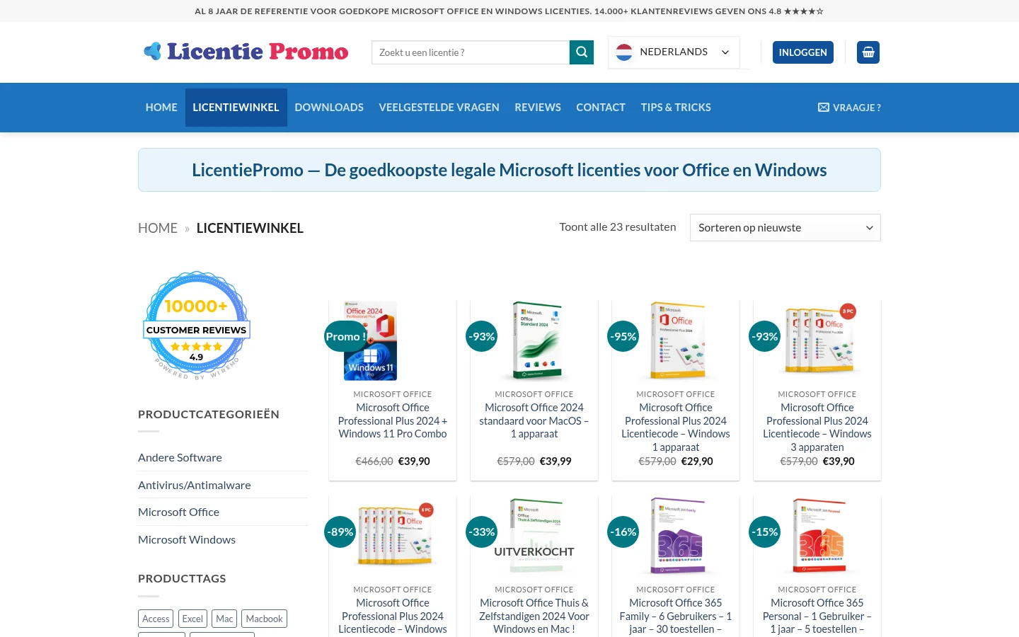 LicentiePromo Licentiewinkel / Aanbiedingen op licentiepromo.be