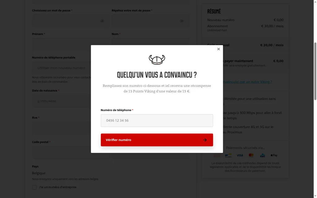 Parrainage Mobile Vikings : Numéro de téléphone et Vérifier numéro