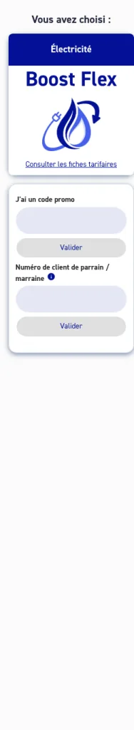 Octa+ : champ J’ai un code promo et bouton Valider