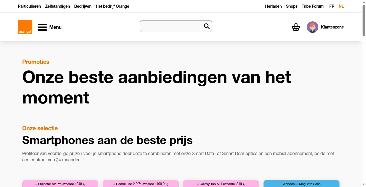 Orange België promotiespagina