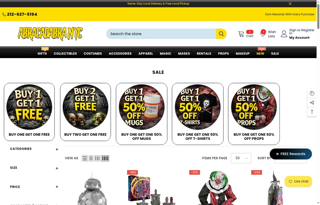 Abracadabra NYC Sale-pagina met actuele aanbiedingen en kortingen