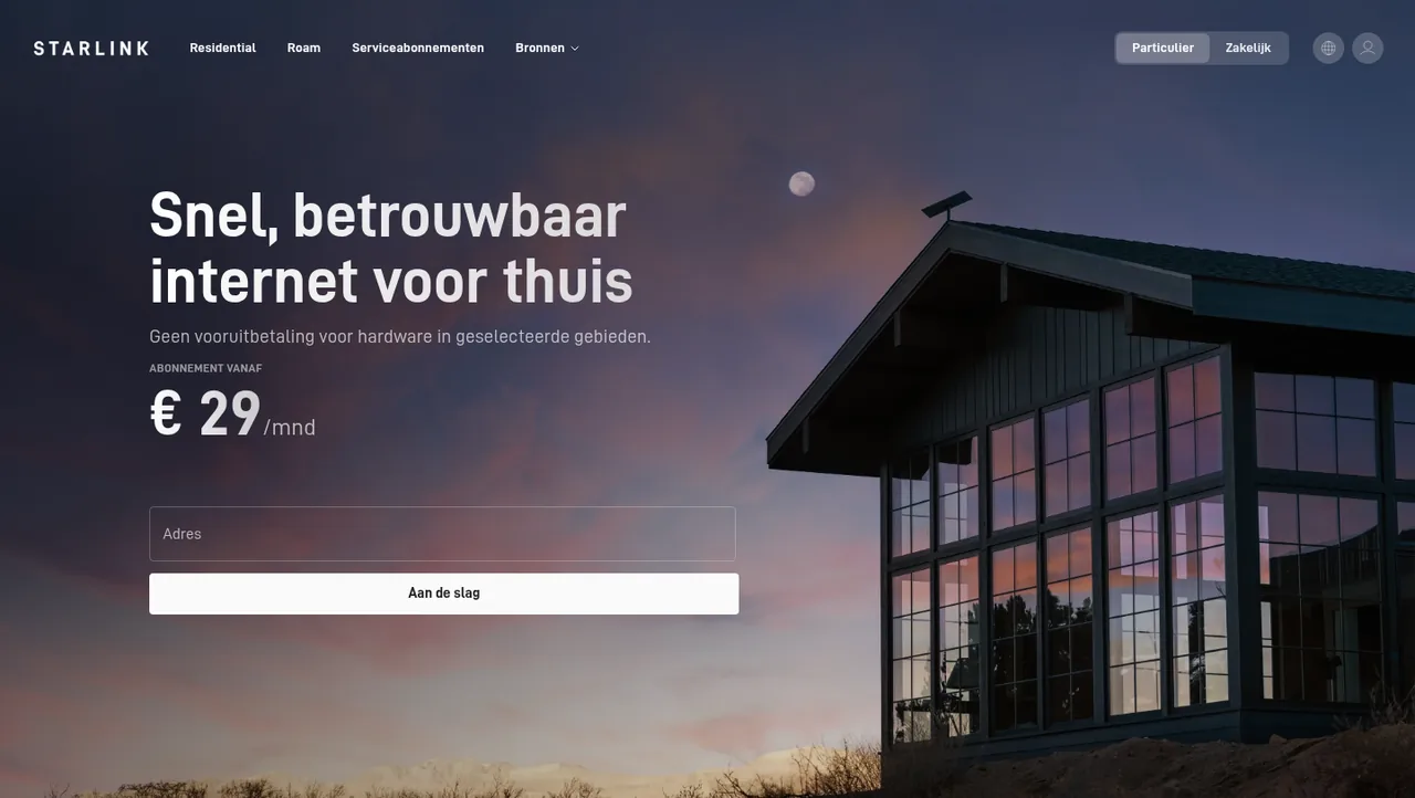 Starlink thuisabonnement vanaf prijsindicatie België