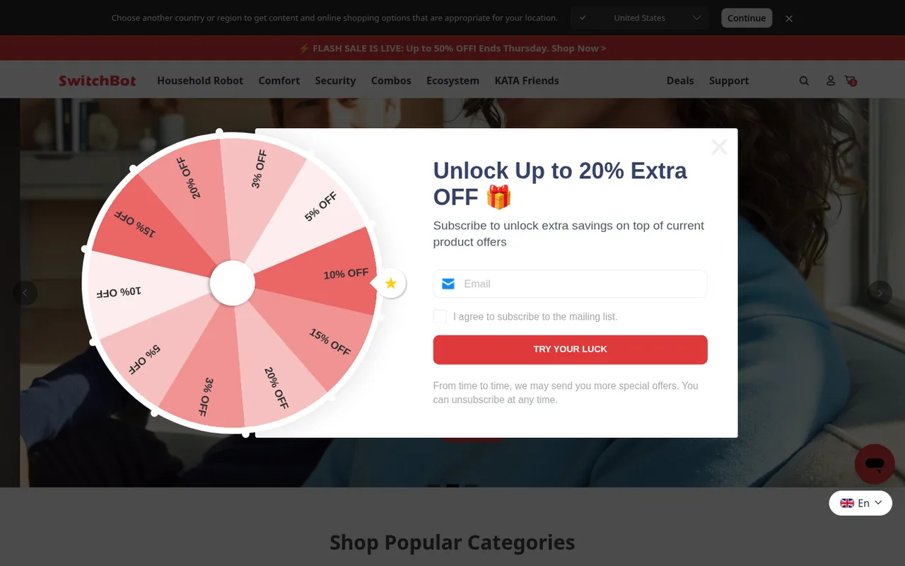 SwitchBot shop met flash sale en extra kortingspromotie